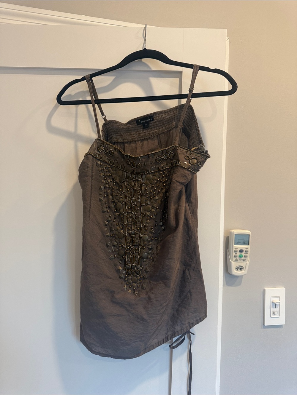 Twenty one forever 21 Taupe Satin top with medallions   Worn once